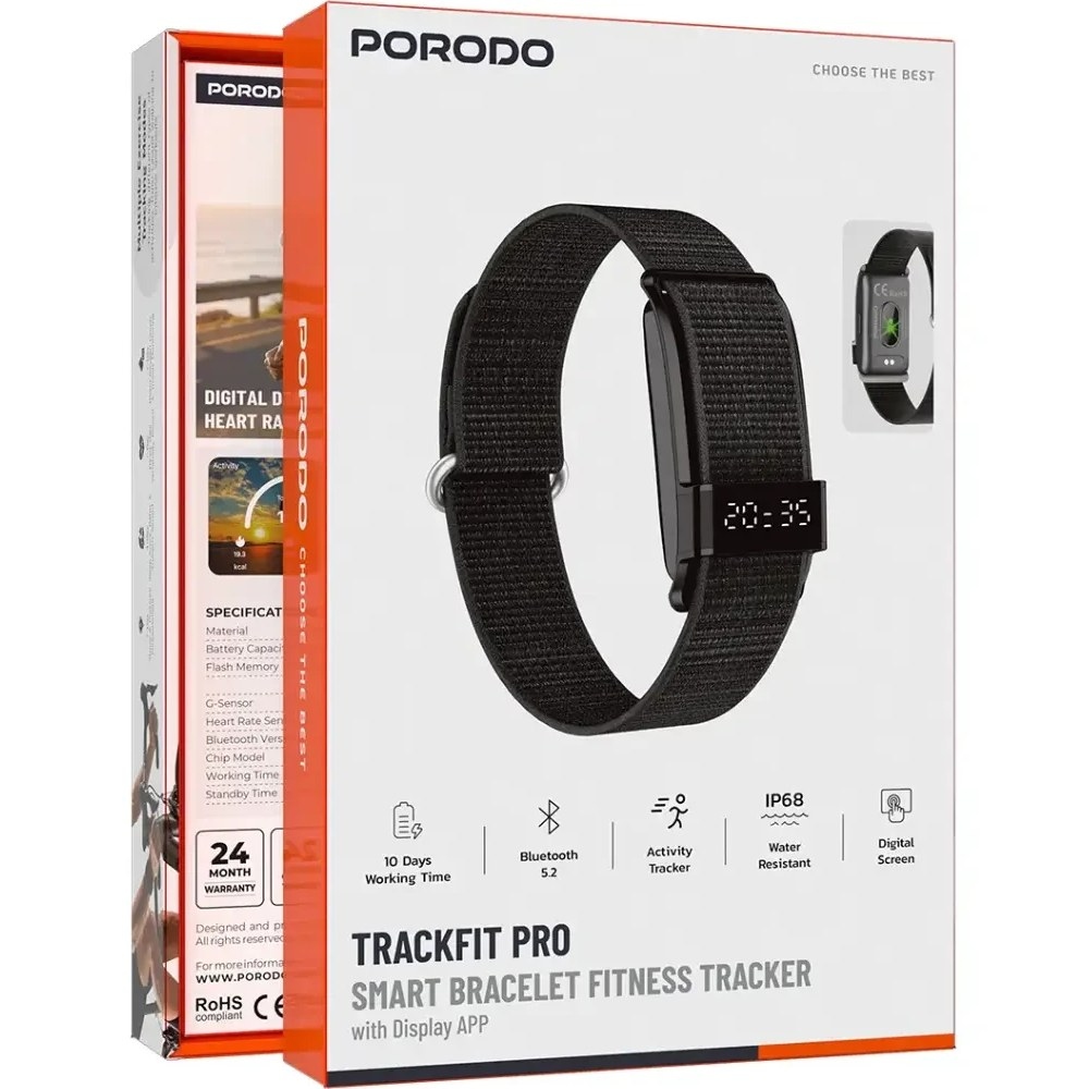 دستبند هوشمند پرودو Trackfit Pro با نمایشگر و اپلیکیشن ضد آب IP68