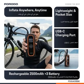 کمپرسور باد شارژی پورودو مدل Voltair ۷۵۰۰ میلی‌آمپر با نمایشگر فشار