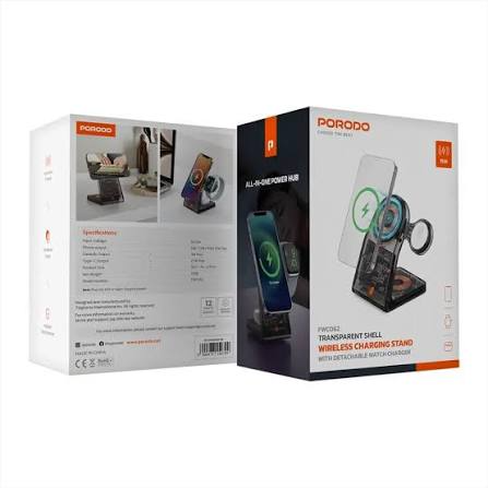 پایه شارژ رومیزی بی‌سیم شفاف Porodo PD-FWCH062