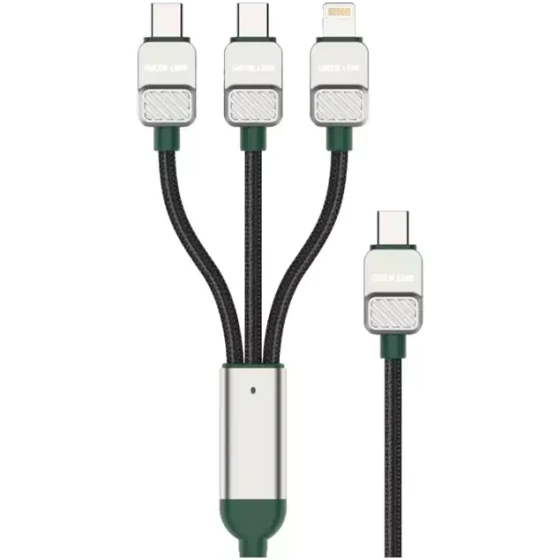 کابل شارژر ۳ در ۱ گرین لاین مدل Type-C به C+C+L
