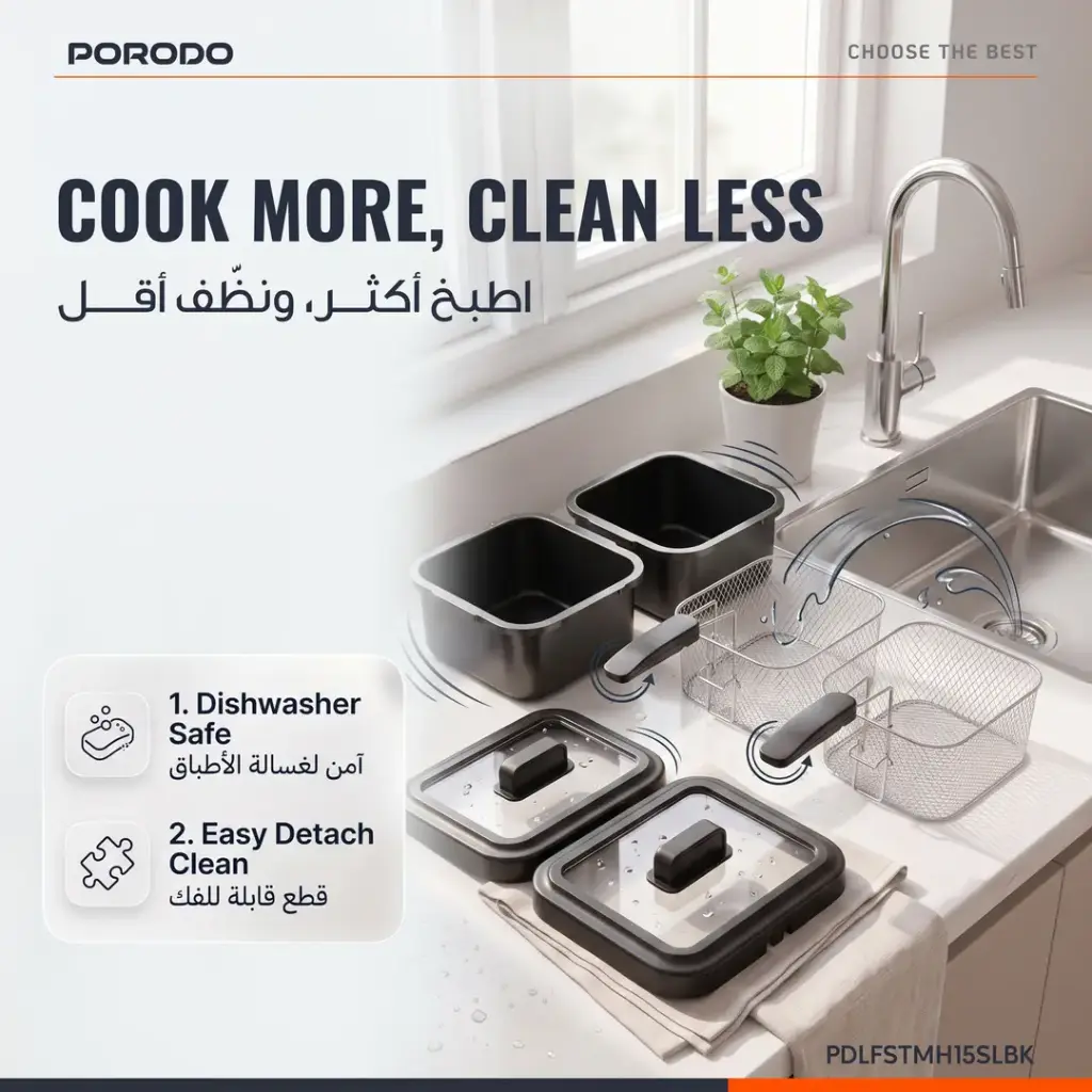 سرخ کن برقی دو سبد پرودو Lifestyle Dual Crispo ظرفیت 3 لیتر مدل PDLFSTMH15SLBK